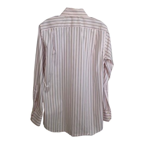 Arnold Brant Men’s Striped Dress Shirt Luxury Cotton Tailored Button-Up Size 15 - Picture 3 of 9
